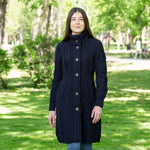Women's Aran Cable Knit Signature Coat,Vavy Lifestyle Creative Irish Gifts