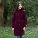 Women's Aran Cable Knit Signature Coat, Red Lifestyle Creative Irish Gifts