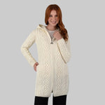Women's Celtic Aran Knit Jacket, White Studio Creative Irish Gifts
