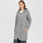 Women's Celtic Aran Knit Jacket, Grey Creative Irish Gifts
