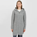 Women's Celtic Aran Knit Jacket, Grey studio Creative Irish Gifts