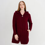 Women's Celtic Aran Knit Jacket, Red Creative Irish Gifts