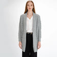 ML130-103 Women's Merino Wool Irish Long Cardigan, Grey Creative Irish Gifts
