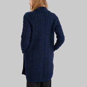 Women's Open Face Aran Knit Cardigan, Navy Creative Irish Gifts