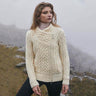 Aran Knit Coatigan with Celtic Knot Side Zip, White Lifestyle Creative Irish Gifts