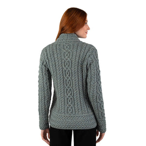 ML136-113 Ladies Cable Knit Merino Wool Cardigan Creative Irish Gifts
Back View