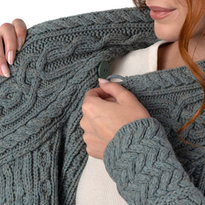Women's Aran Jacket with Celtic Knot Side Zip  Creative Irish Gifts