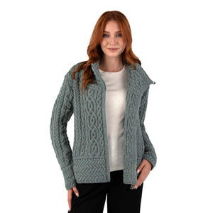 ML136-113 Ladies Cable Knit Merino Wool Cardigan Creative Irish Gifts
