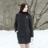 Women's Aran Knit Side Zip Long Jacket, Charcoal Lifestyle Creative Irish Gifts