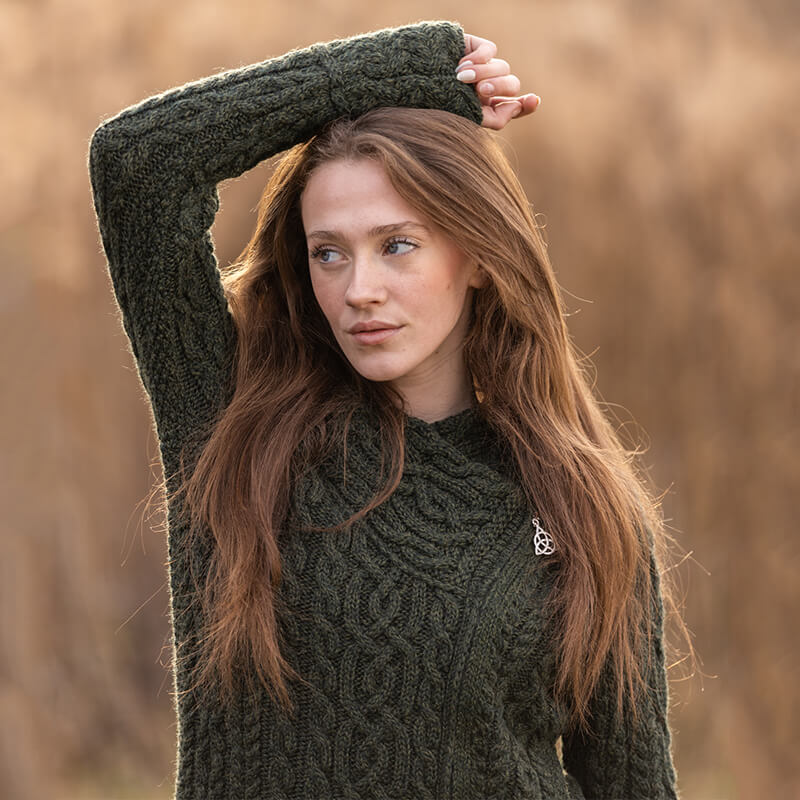 Merino Wool Aran Zip Long Cardigan
