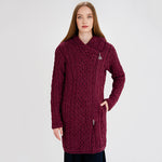 Merino Wool Aran Zip Long Cardigan
