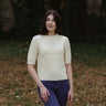 Women's Aran Sweater with Short Sleeves White Lifestyle Creative Irish Gift.