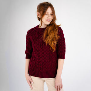 ML151-108 Women's Aran Sweater with Short Sleeves  Creative Irish gift.com