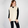 Women's V-Neck Aran Cable Vest  White Front View Creative Irish Gifts