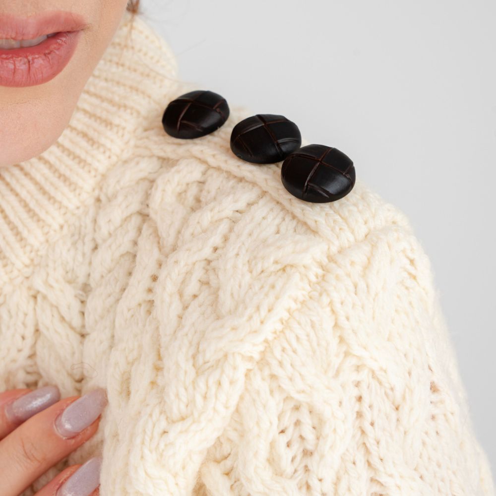 Women's Aran Honeycomb Stitch Sweater White Creative Irish Gifts