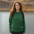 Women's Aran Honeycomb Stitch Sweater Green Lifestyle Creative Irish Gifts