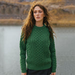 Women's Aran Honeycomb Stitch Sweater Green Lifestyle Creative Irish Gifts