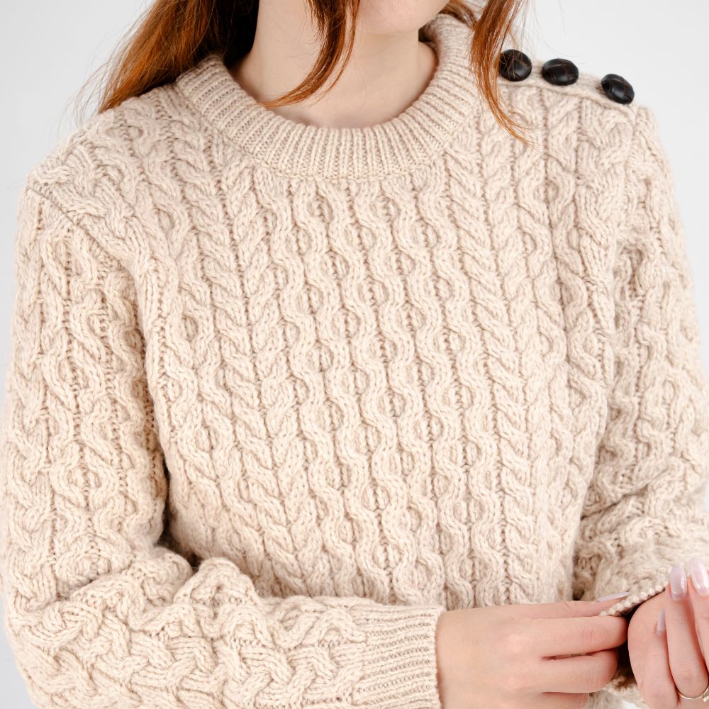 Women's Aran Honeycomb Stitch Sweater Parsnip Creative Irish Gifts