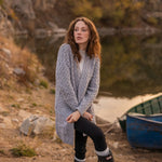Women's Aran Knit Icon Cardigan Coat, Grey Lifestyle Creative Irish Gifts