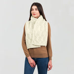 Aran Leaf Merino Wool Scarf White Creative Irish Gifts