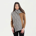 Aran Leaf Merino Wool Scarf Grey Creative Irish Gifts