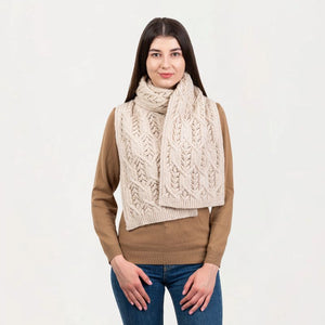 Aran Leaf Merino Wool Scarf Creative Irish Gifts