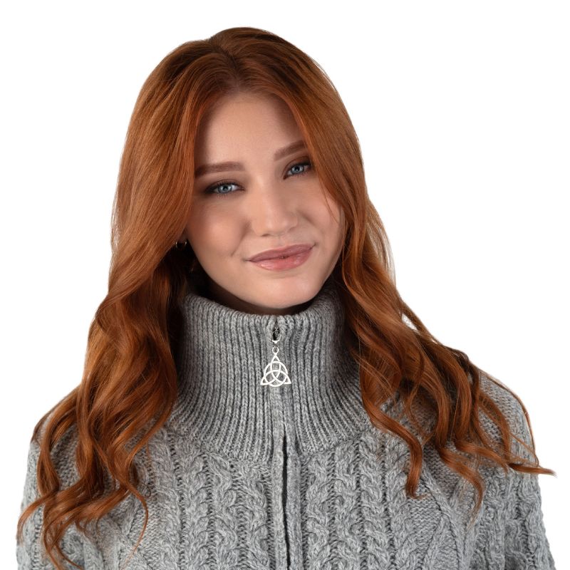 Women's Merino Zip Up Turtleneck Aran Jacket, Creative Irish Gifts
