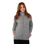 Women's Merino Zip Up Turtleneck Aran Jacket, Grey Creative Irish Gifts