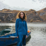 ML174-107 Women's Merino Zip Up Turtleneck Aran Jacket, Teal Creative Irish Gifts

