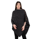 Women's Poncho with Buttons, Charcoal Creative Irish Gifts