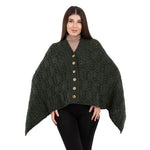 Women's Poncho with Buttons, Army Green Creative Irish Gifts