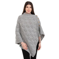 Women's Poncho with Buttons, Grey Creative Irish Gifts
