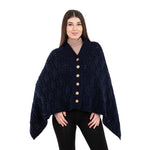 Women's Poncho with Buttons, Blue studio Creative Irish Gifts
