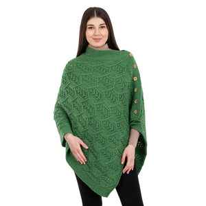Women's Poncho with Buttons, Green Creative Irish Gifts