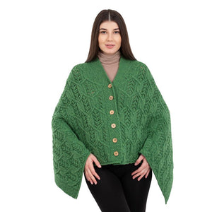 Women's Poncho with Buttons, Green Studio Creative Irish Gifts