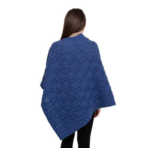 Women's Poncho with Buttons, Blue Back View Creative Irish Gifts