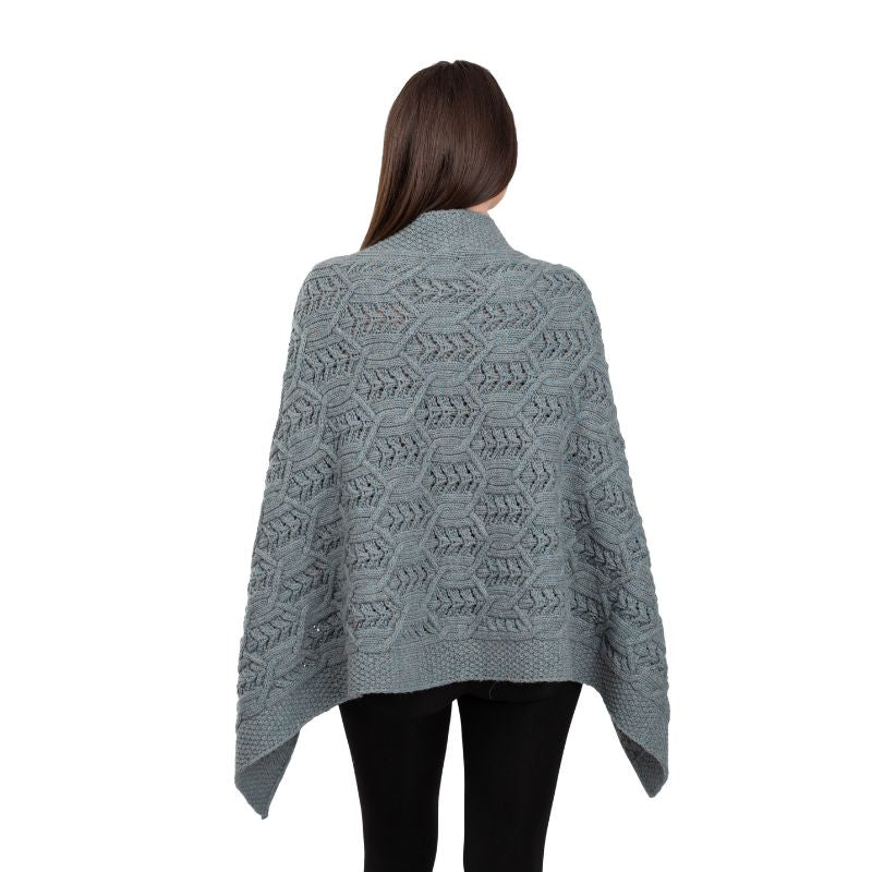 Women's Poncho with Buttons, skylight back view Creative Irish Gifts