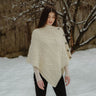 Aran Cowl Neck Poncho with Side Buttons White Lifestyle Creative Irish Gift