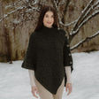 Aran Cowl Neck Poncho with Side Buttons Lifestyle Creative Irish Gift