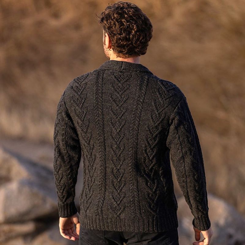 Men's Shawl Collar Cardigan, Charcoal Creative Irish Gifts