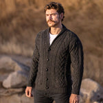 Men's Shawl Collar Cardigan, Charcoal Creative Irish Gifts