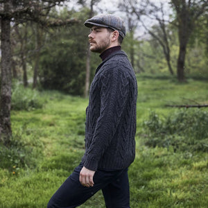 Men's Shawl Collar Cardigan, Charcoal Side View Creative Irish Gifts