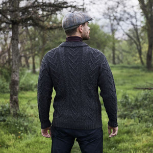 Men's Shawl Collar Cardigan, Charcoal Back View Creative Irish Gifts