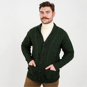 Men's Shawl Collar Cardigan, Green Studio Creative Irish Gifts