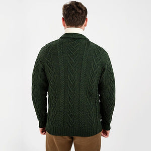 Men's Shawl Collar Cardigan, Green Back View Creative Irish Gifts