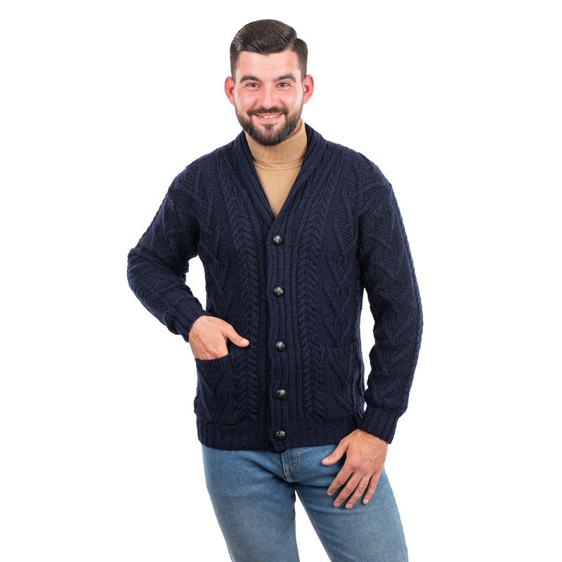 Men's Shawl Collar Cardigan, Navy Creative Irish Gifts