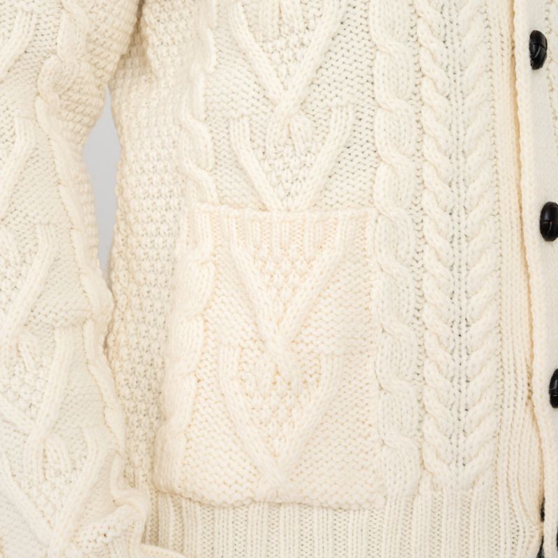 Men's V-Neck Cable Cardigan, White Studio Creative Irish Gifts