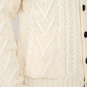 Men's V-Neck Cable Cardigan, White Studio Creative Irish Gifts