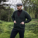 Men's V-Neck Cable Cardigan, Green Creative Irish Gifts