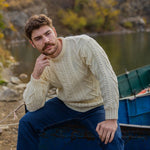 Merino Wool Aran Crew Neck Fisherman Sweater